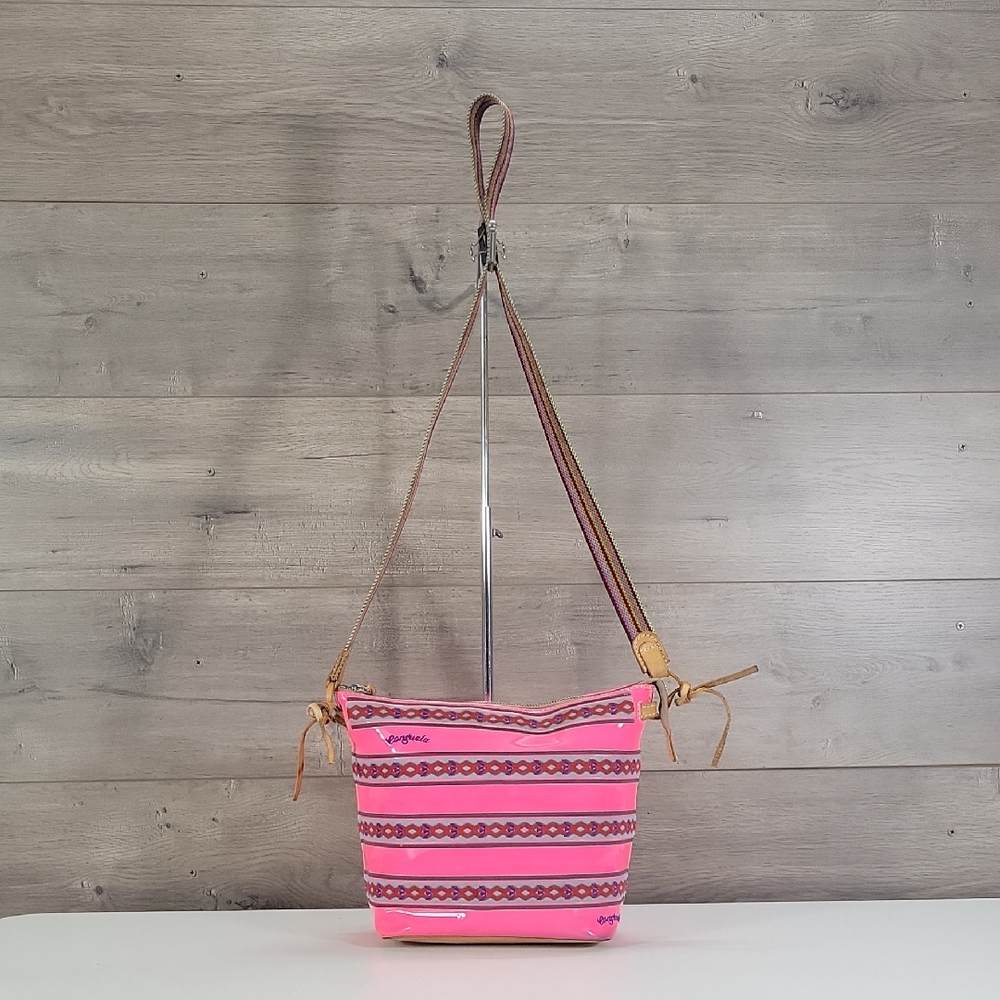 Consuela Pink Embroidered PVC Crossbody Bag